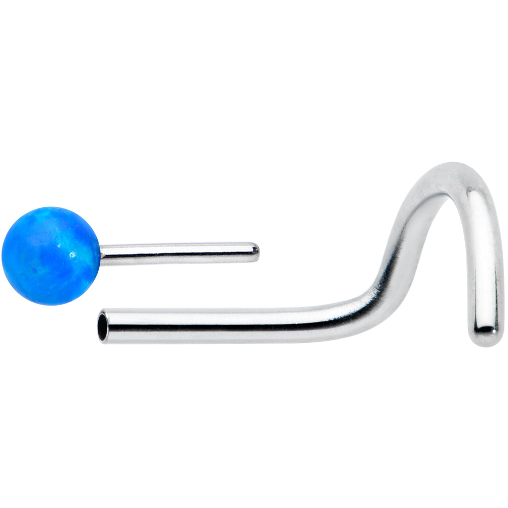 BodyCandy 20G 1/4 Blue Synth Opal G23 Titanium Threadless Left Nose Screw — size reference