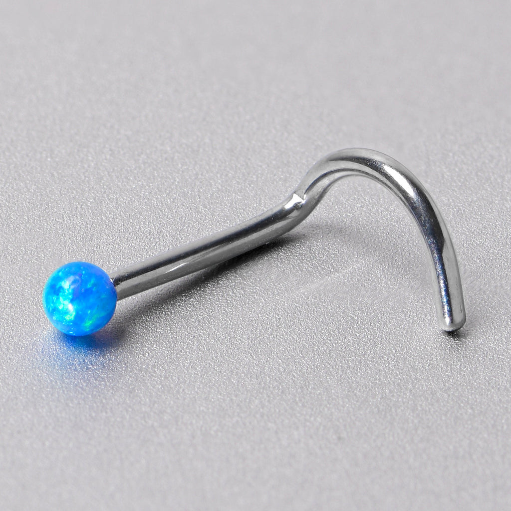 BodyCandy 20G 1/4 Blue Synth Opal G23 Titanium Threadless Left Nose Screw — alternative angle