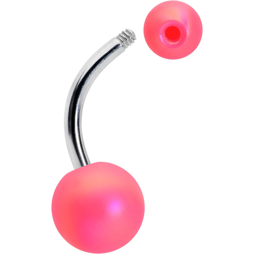 BodyCandy Matte Pink Aurora Ends Belly Ring — detail close-up