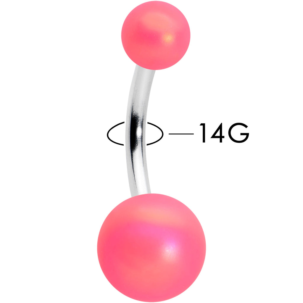 BodyCandy Matte Pink Aurora Ends Belly Ring — side view