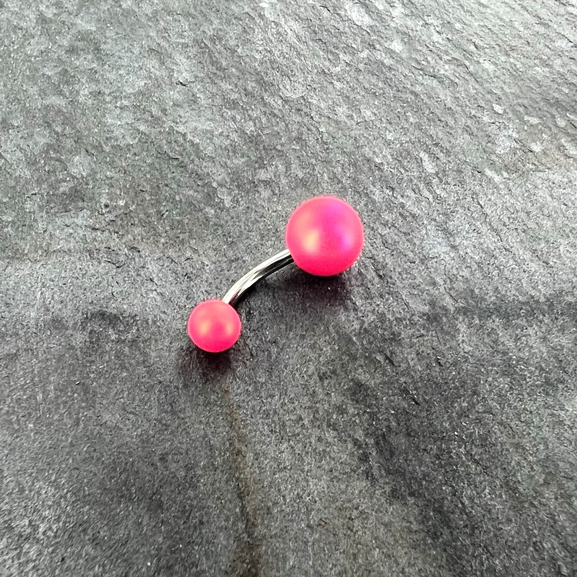 BodyCandy Matte Pink Aurora Ends Belly Ring — back view