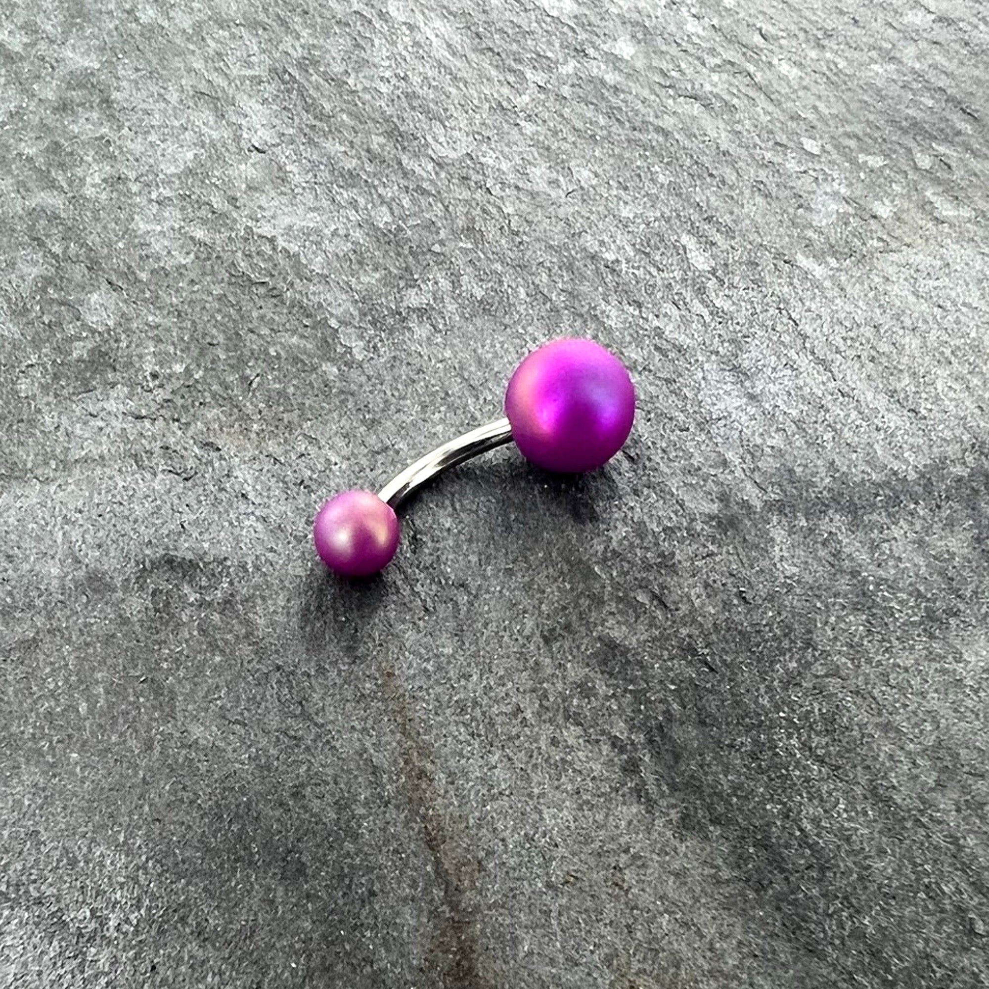 BodyCandy Matte Purple Aurora Ends Belly Ring — back view