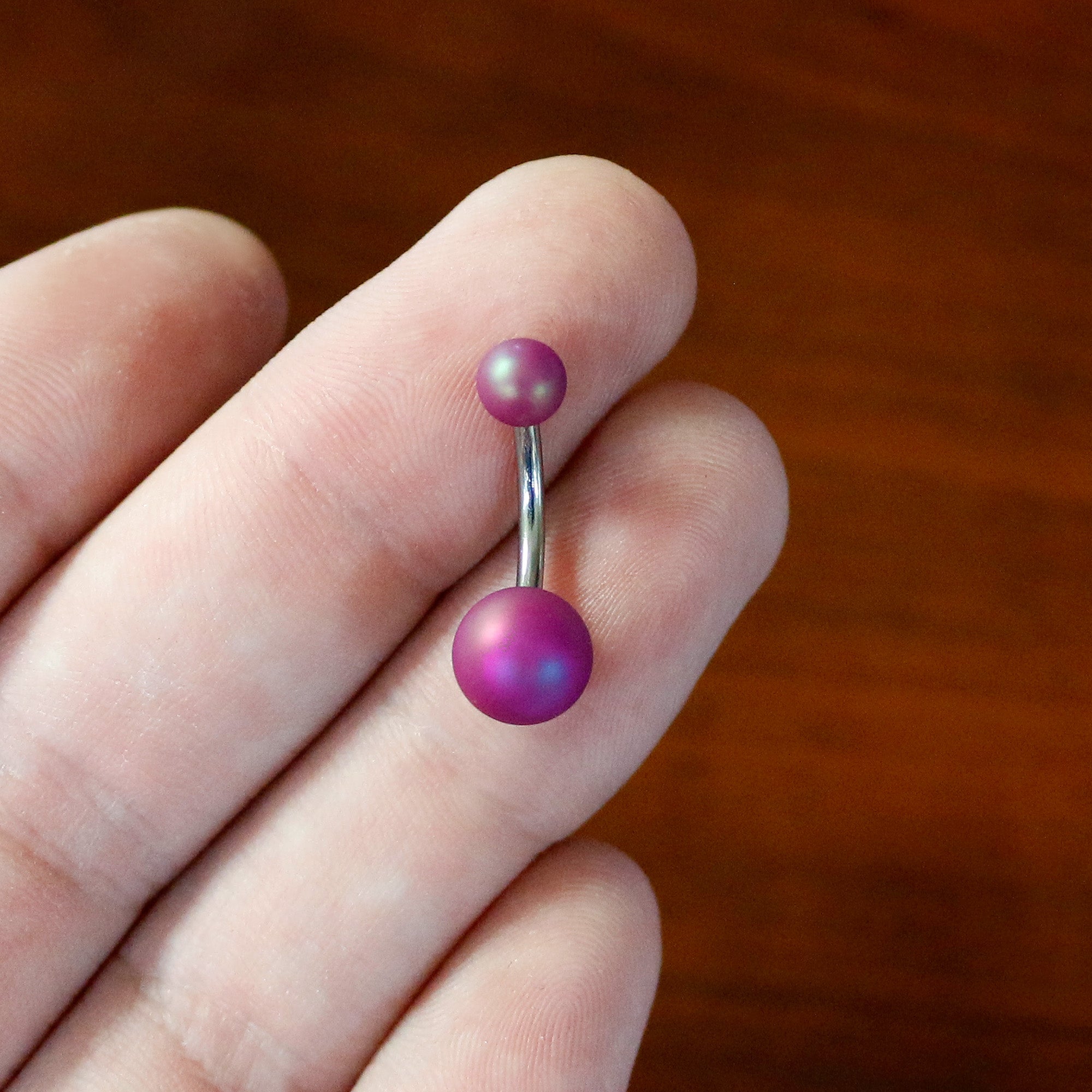 BodyCandy Matte Purple Aurora Ends Belly Ring — alternative angle