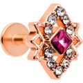 BodyCandy 16G 1/4 Red Gem Rose Gold Tone Octogram Star Labret Monroe Tragus — main product shot