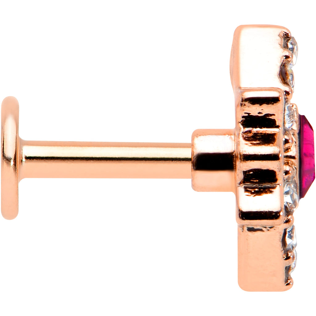 BodyCandy 16G 1/4 Red Gem Rose Gold Tone Octogram Star Labret Monroe Tragus — lifestyle context