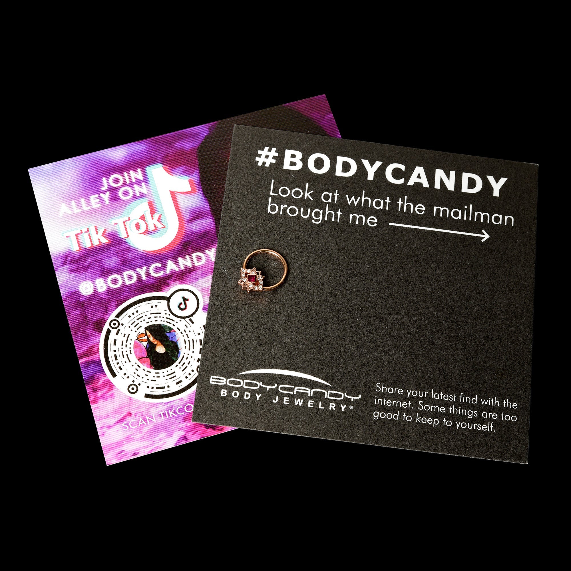 BodyCandy 16G 3/8 Red Gem Rose Gold Tone Octogram Star Hinged Circular Ring — size reference