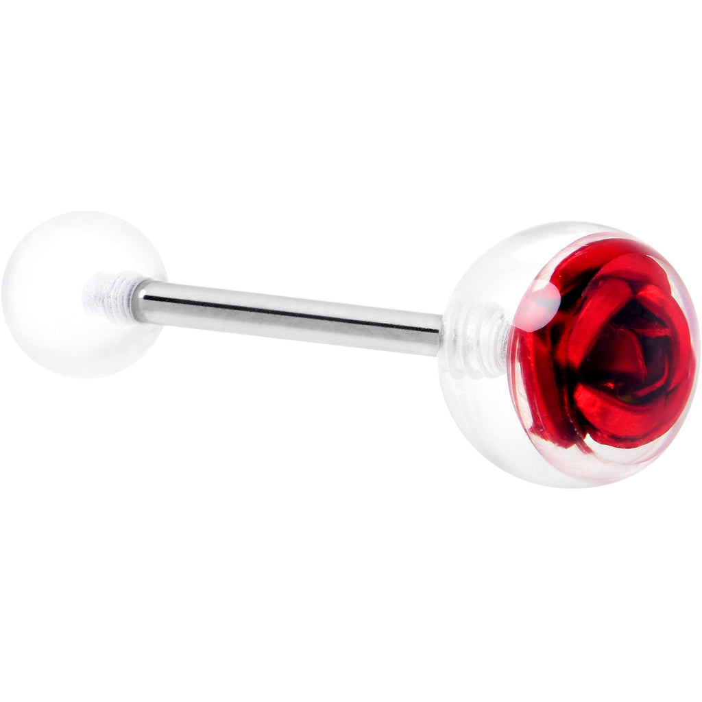 BodyCandy Bubble Rose Red Barbell Tongue Ring — main product shot