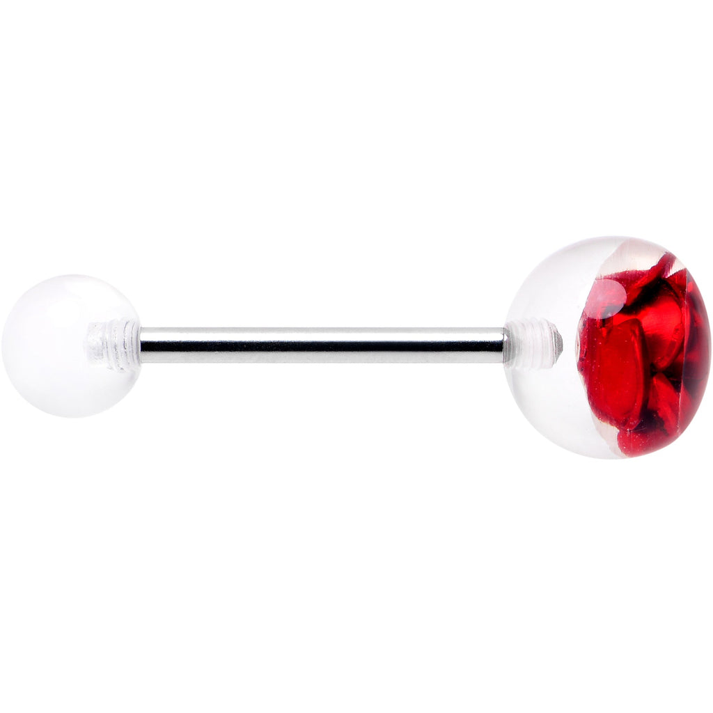 BodyCandy Bubble Rose Red Barbell Tongue Ring — side view