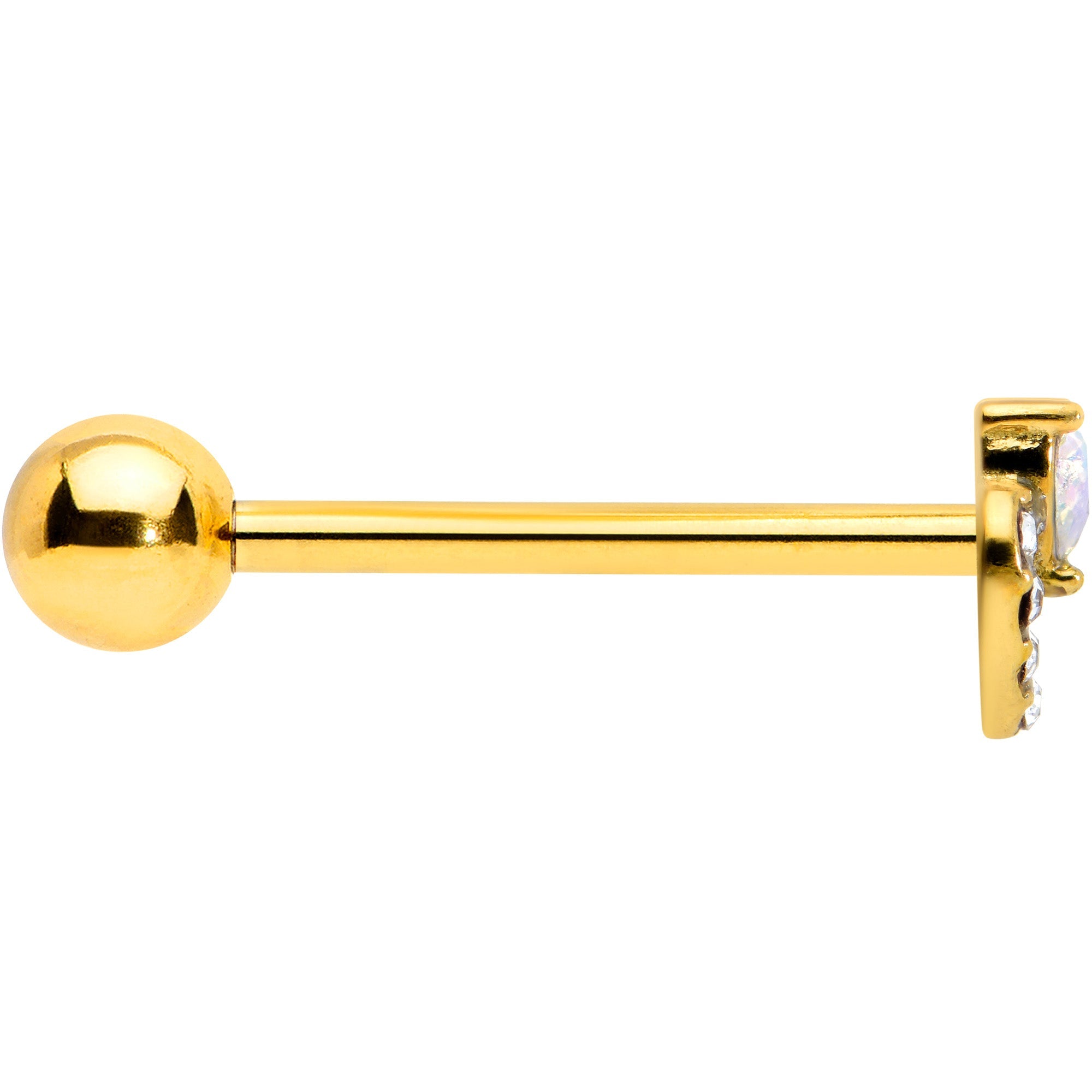 BodyCandy Clear CZ Gem Gold Tone Double Valentine Heart Barbell Tongue Ring — lifestyle context