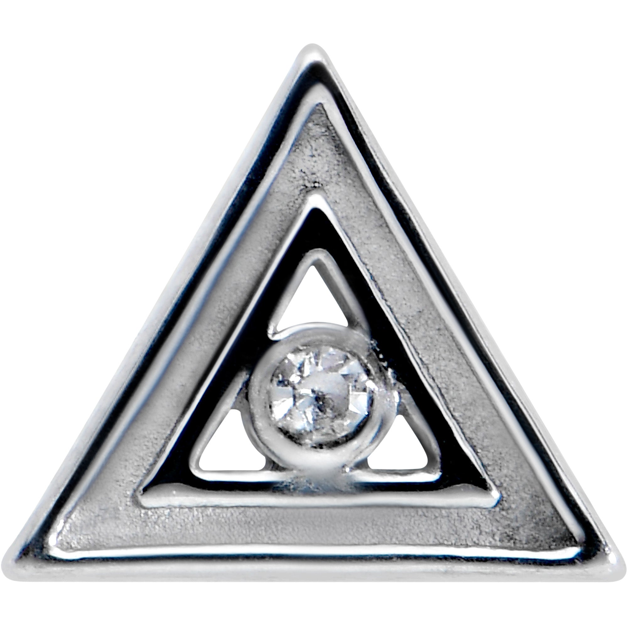 BodyCandy Clear Gem Double Triangle Barbell Tongue Ring — detail close-up