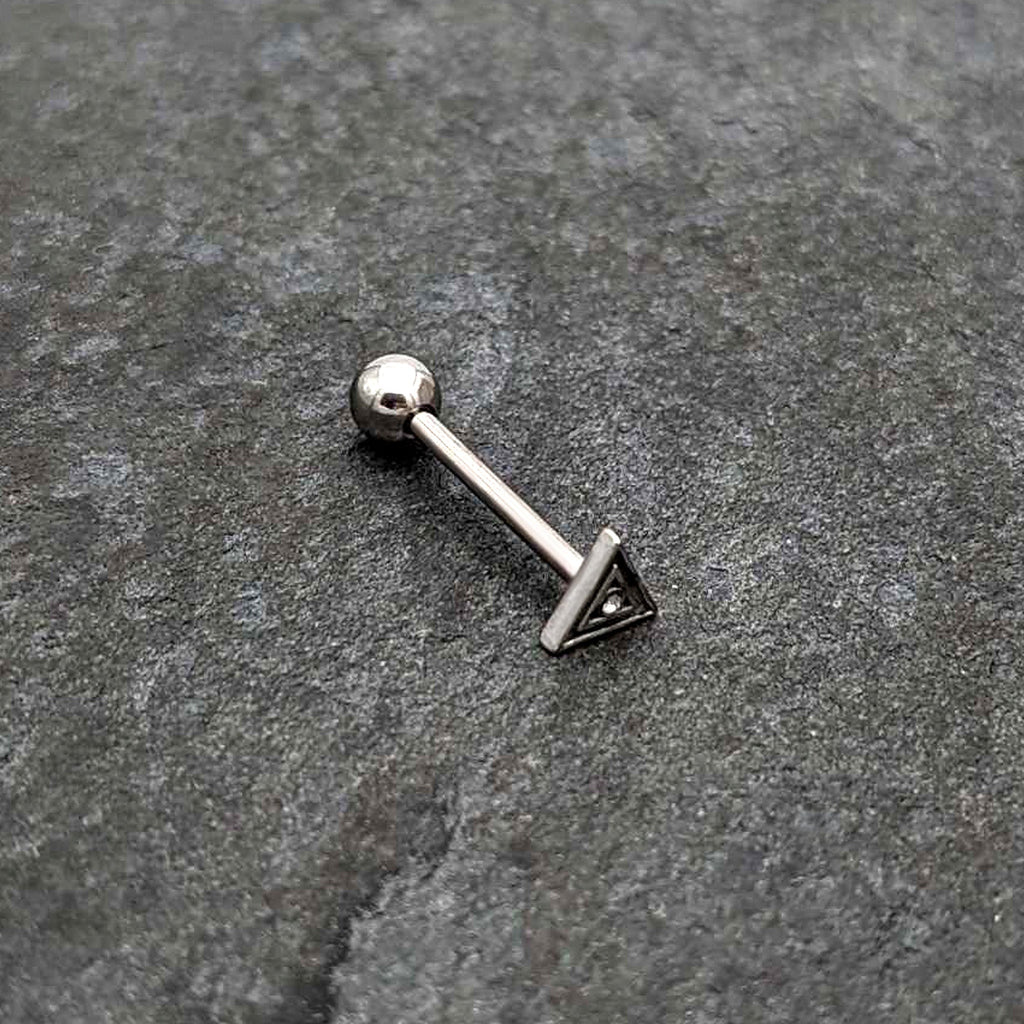 BodyCandy Clear Gem Double Triangle Barbell Tongue Ring — alternative angle