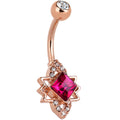BodyCandy Clear Red Gem Rose Gold Tone Octagram Star Belly Ring — main product shot