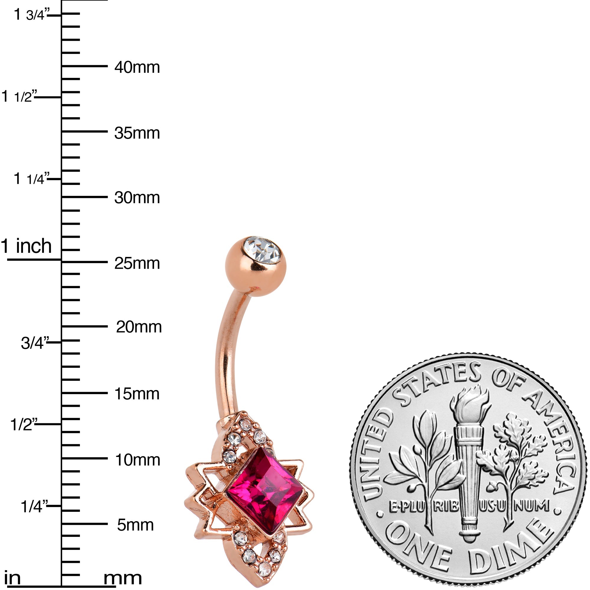BodyCandy Clear Red Gem Rose Gold Tone Octagram Star Belly Ring — lifestyle context