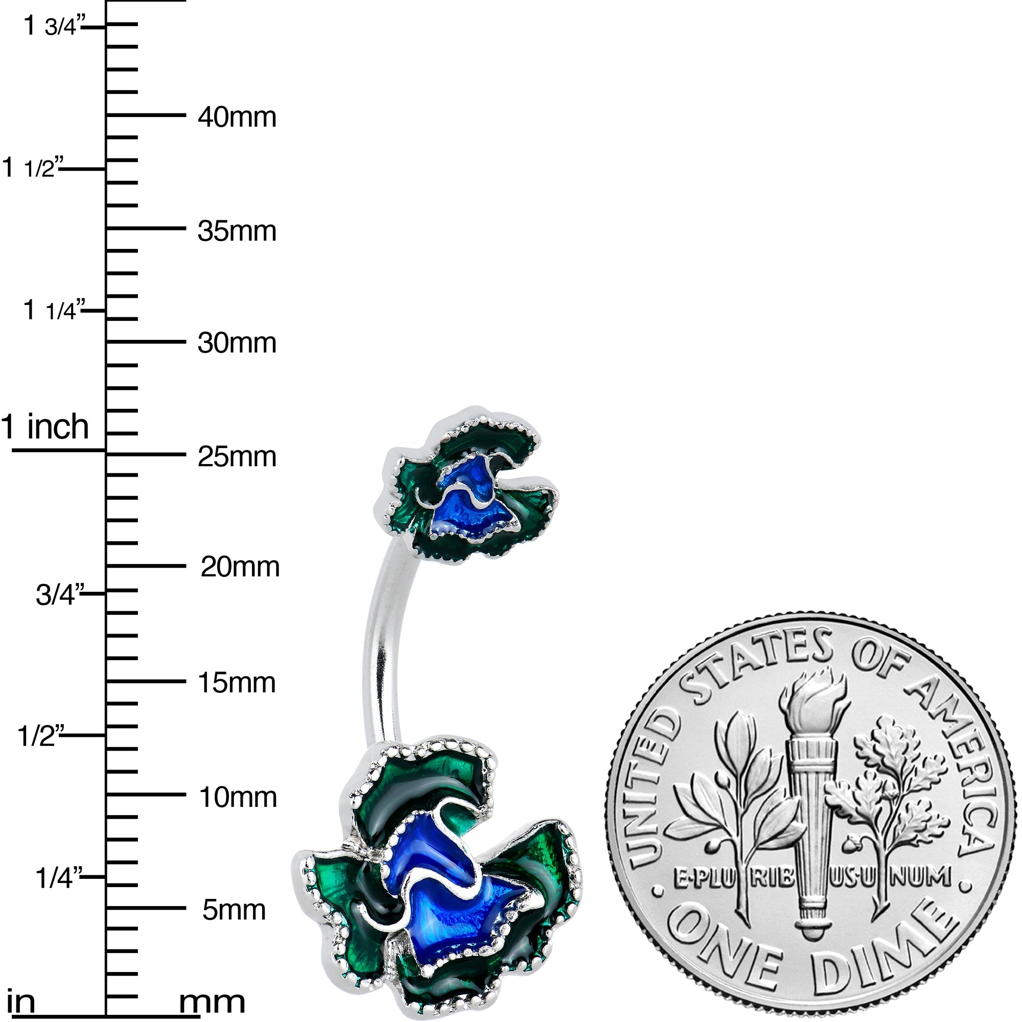 BodyCandy Spring Flower Green Blue Double Mount Belly Ring — lifestyle context