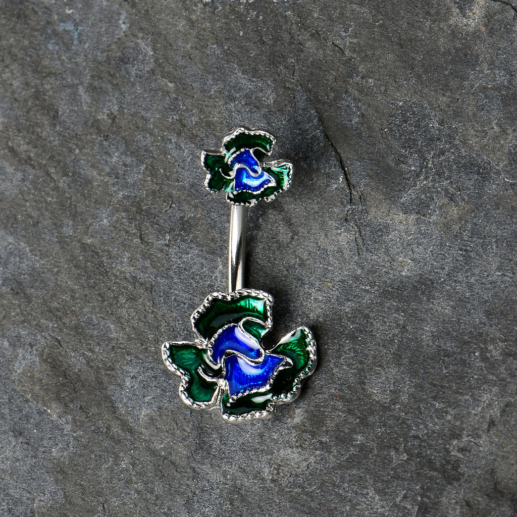 BodyCandy Spring Flower Green Blue Double Mount Belly Ring — size reference