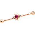 BodyCandy 14G Red Gem Rose Gold Tone Octogram Star Industrial Barbell 38mm — main product shot