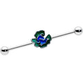 BodyCandy 14G Spring Flower Green Blue Industrial Barbell 38mm — main product shot