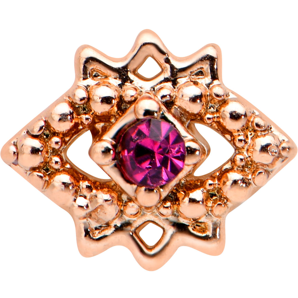 BodyCandy 20G 1/4 Red Gem Rose Gold Tone Octogram Star Nose Bone — detail close-up