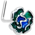 BodyCandy 20G 7mm Spring Flower Green Blue L Shape Nose Ring — main product shot