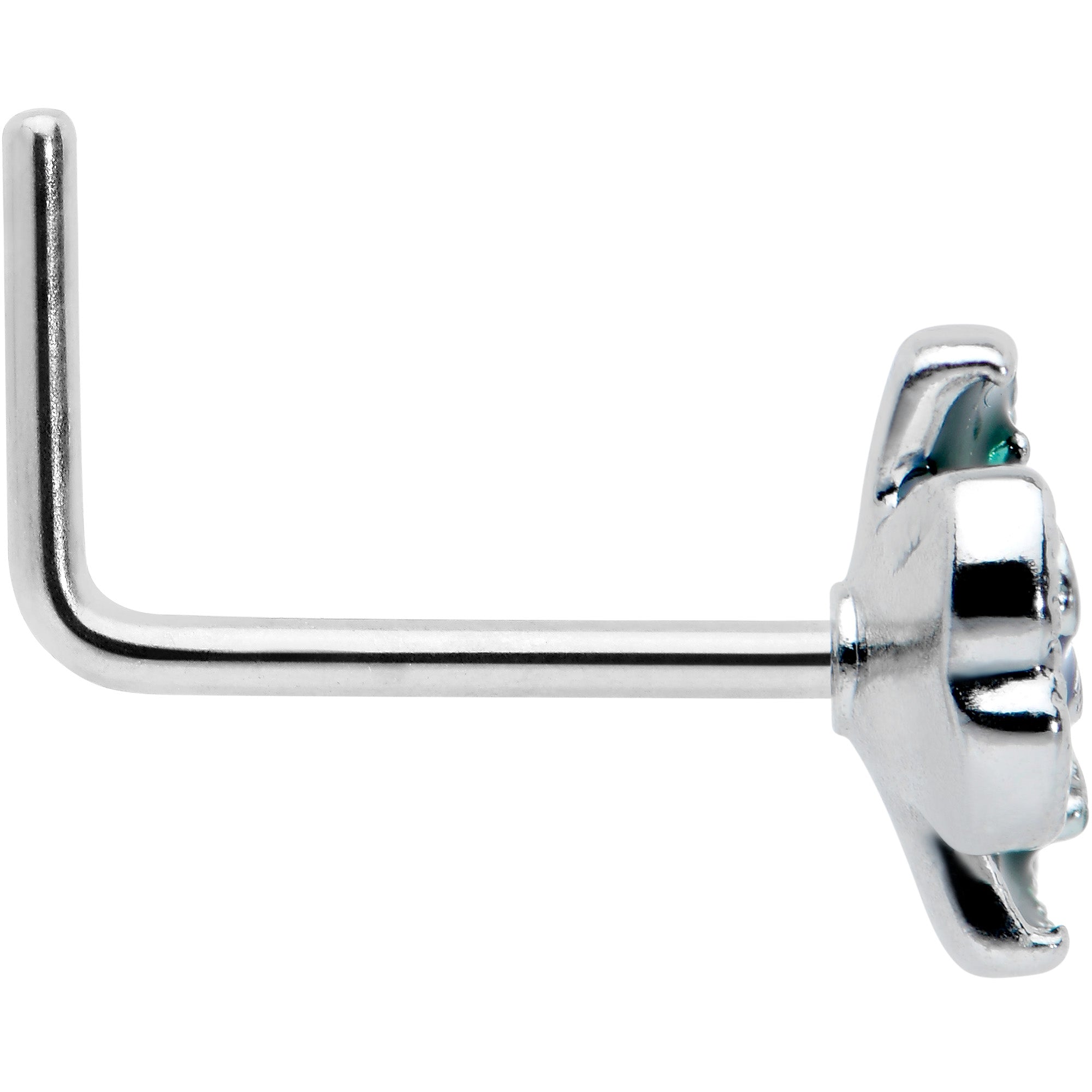 BodyCandy 20G 7mm Spring Flower Green Blue L Shape Nose Ring — lifestyle context