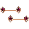 BodyCandy 14G 9/16 Red Gem Rosy Tone Octogram Star Barbell Nipple Ring Set — main product shot