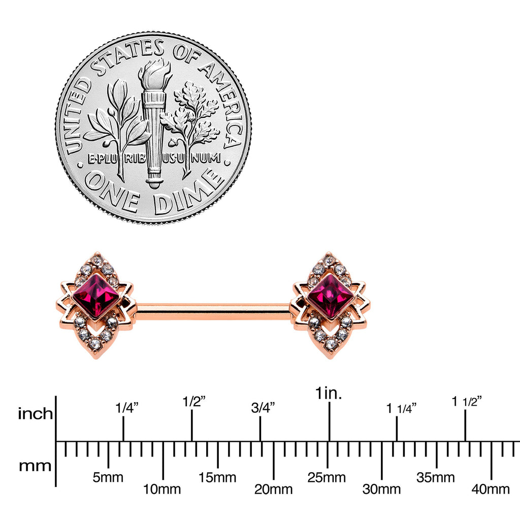 BodyCandy 14G 9/16 Red Gem Rosy Tone Octogram Star Barbell Nipple Ring Set — lifestyle context