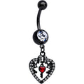 BodyCandy Clear Red Gem Black Heart Key Valentines Dangle Belly Ring — main product shot