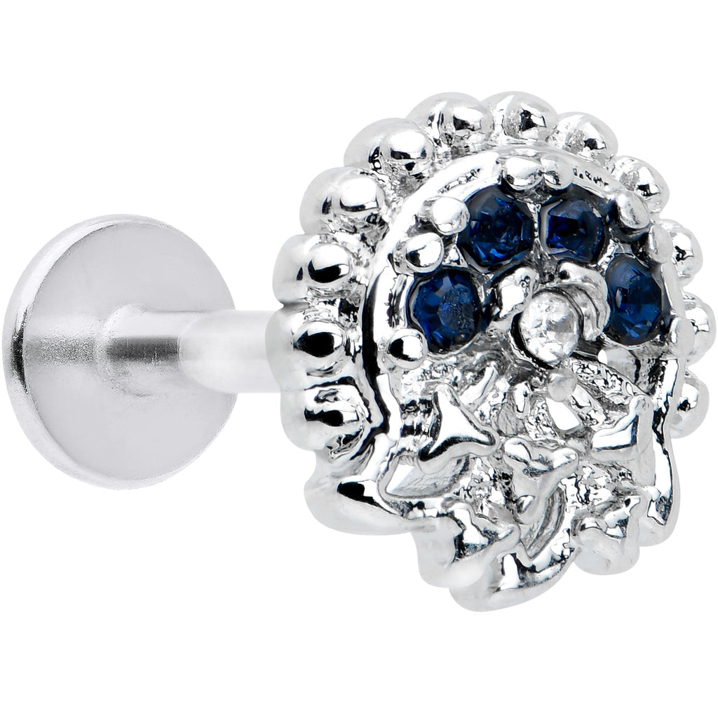 BodyCandy 16G 5/16 Blue Clear Gem Abstract Arch Labret Monroe Tragus — main product shot