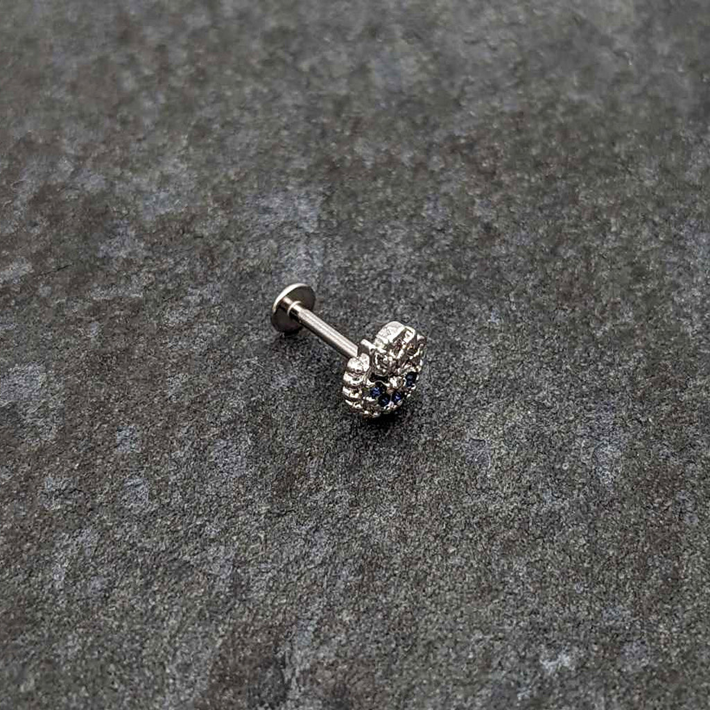BodyCandy 16G 5/16 Blue Clear Gem Abstract Arch Labret Monroe Tragus — alternative angle
