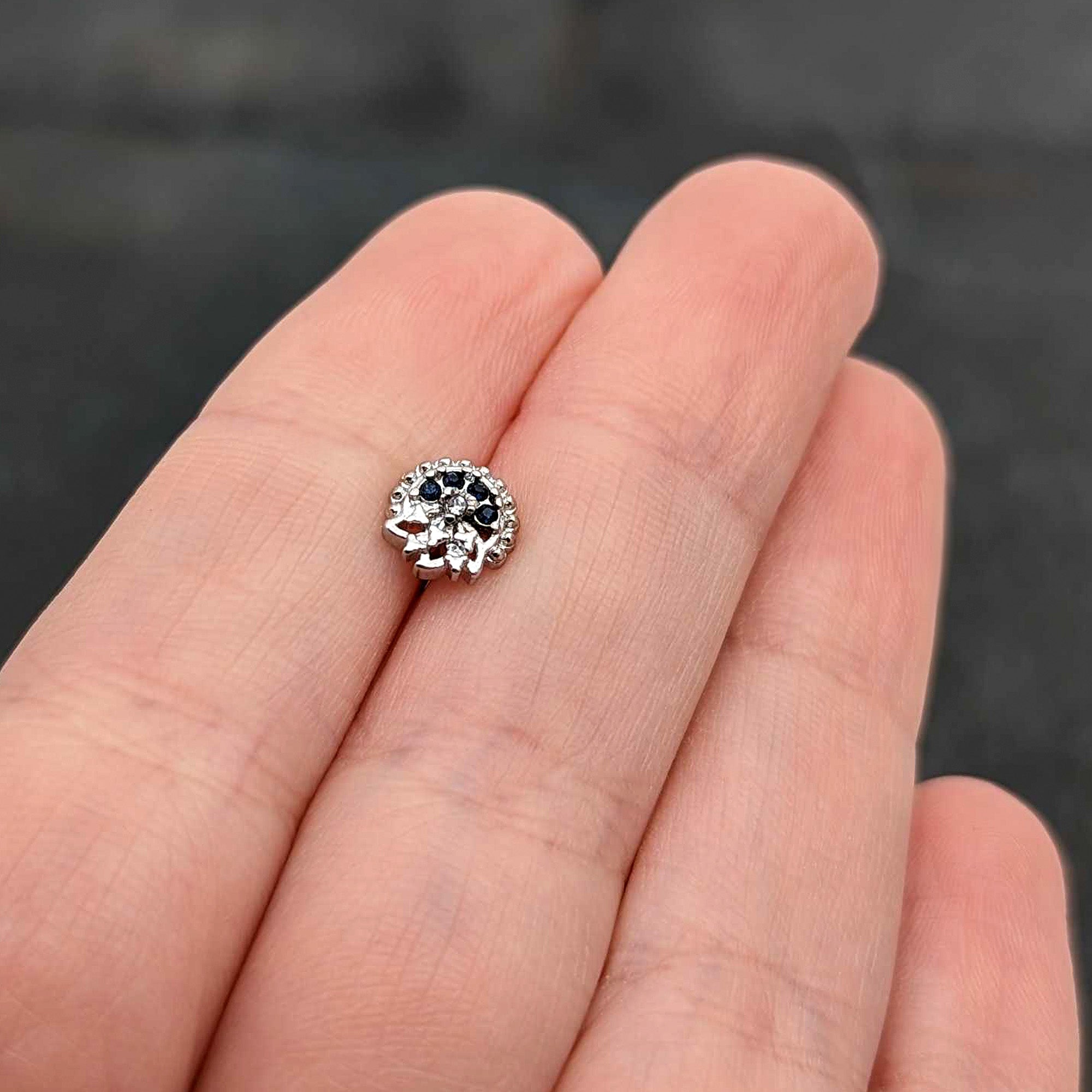 BodyCandy 16G 5/16 Blue Clear Gem Abstract Arch Labret Monroe Tragus — size reference