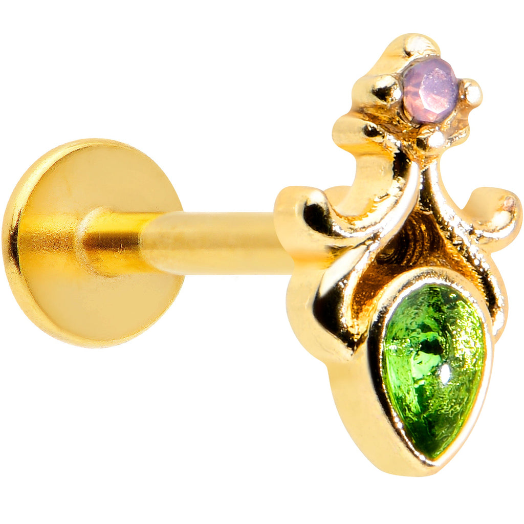 BodyCandy 16G 5/16 Green Gem Gold Tone Shades of Spring Labret Monroe Tragus — main product shot
