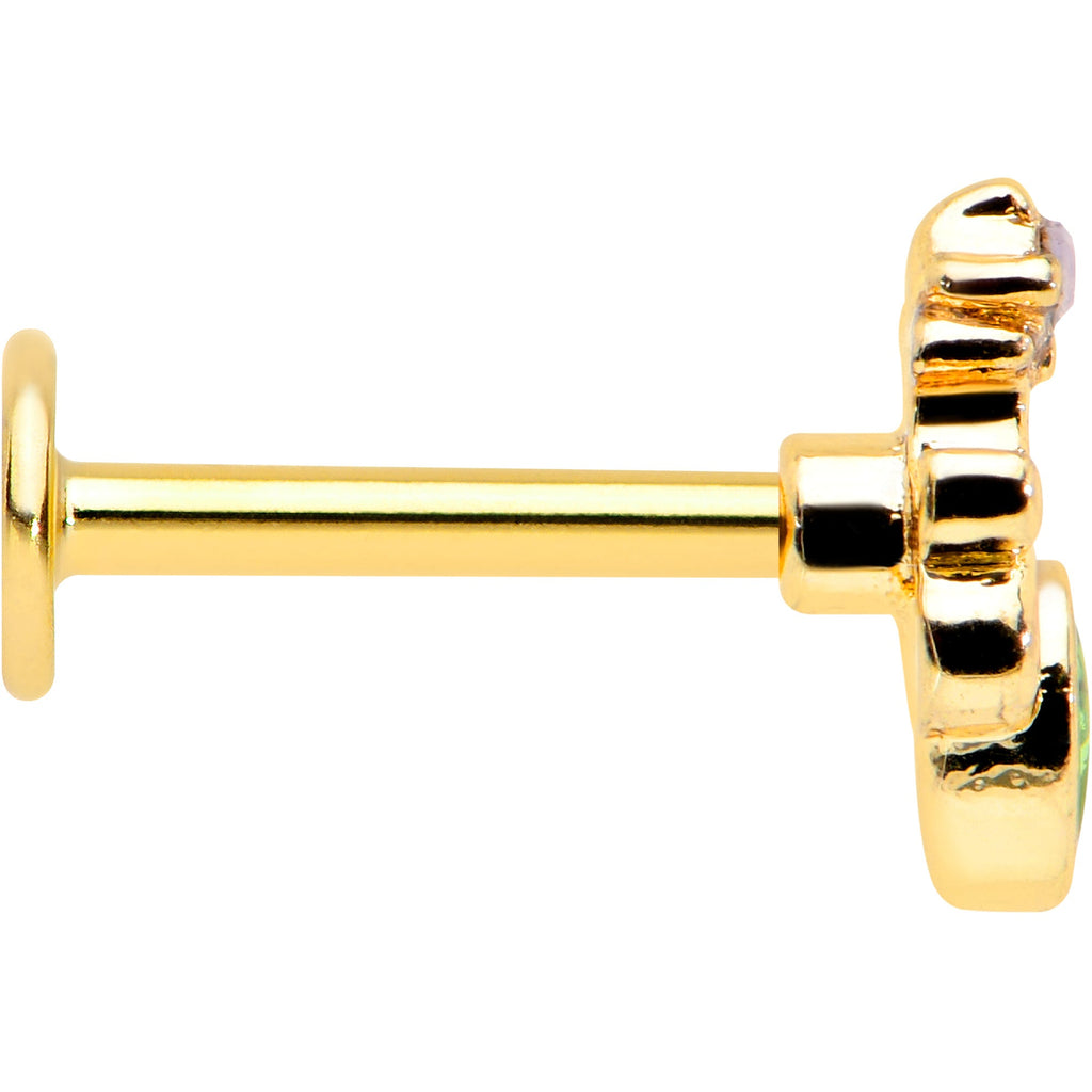 BodyCandy 16G 5/16 Green Gem Gold Tone Shades of Spring Labret Monroe Tragus — lifestyle context