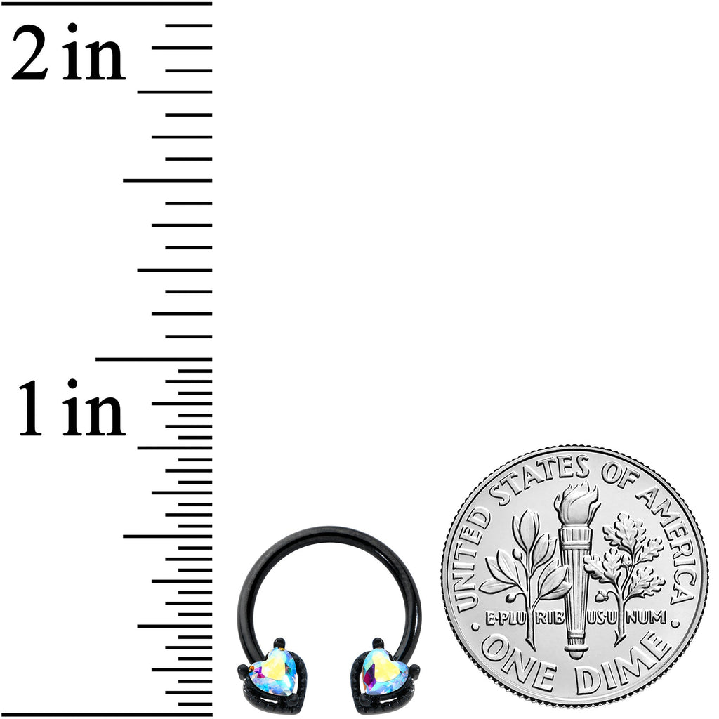 BodyCandy 16G 3/8 Aurora Gem Black Heart Ends Horseshoe Circular Barbell — lifestyle context
