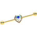 BodyCandy 14G Aurora Gem Gold Hue Rococo Heart Industrial Barbell 38mm — main product shot