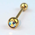 BodyCandy Aurora Gem Gold Tone Simply Stylish Barbell Tongue Ring — main product shot