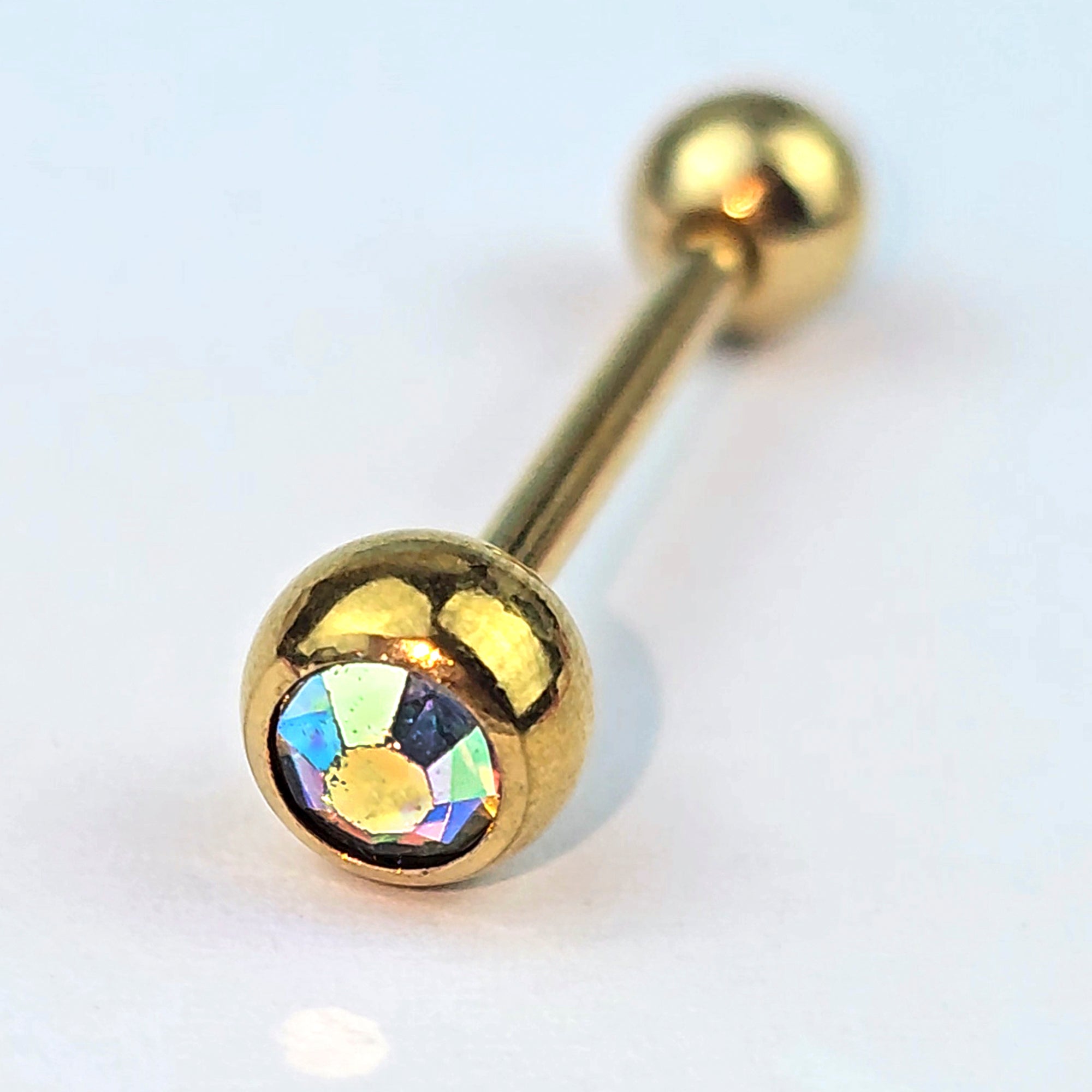 BodyCandy Aurora Gem Gold Tone Simply Stylish Barbell Tongue Ring — main product shot