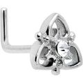 BodyCandy 20G 1/4 Clear CZ Gem Triple Heart Triquetra L Shape Nose Ring — main product shot