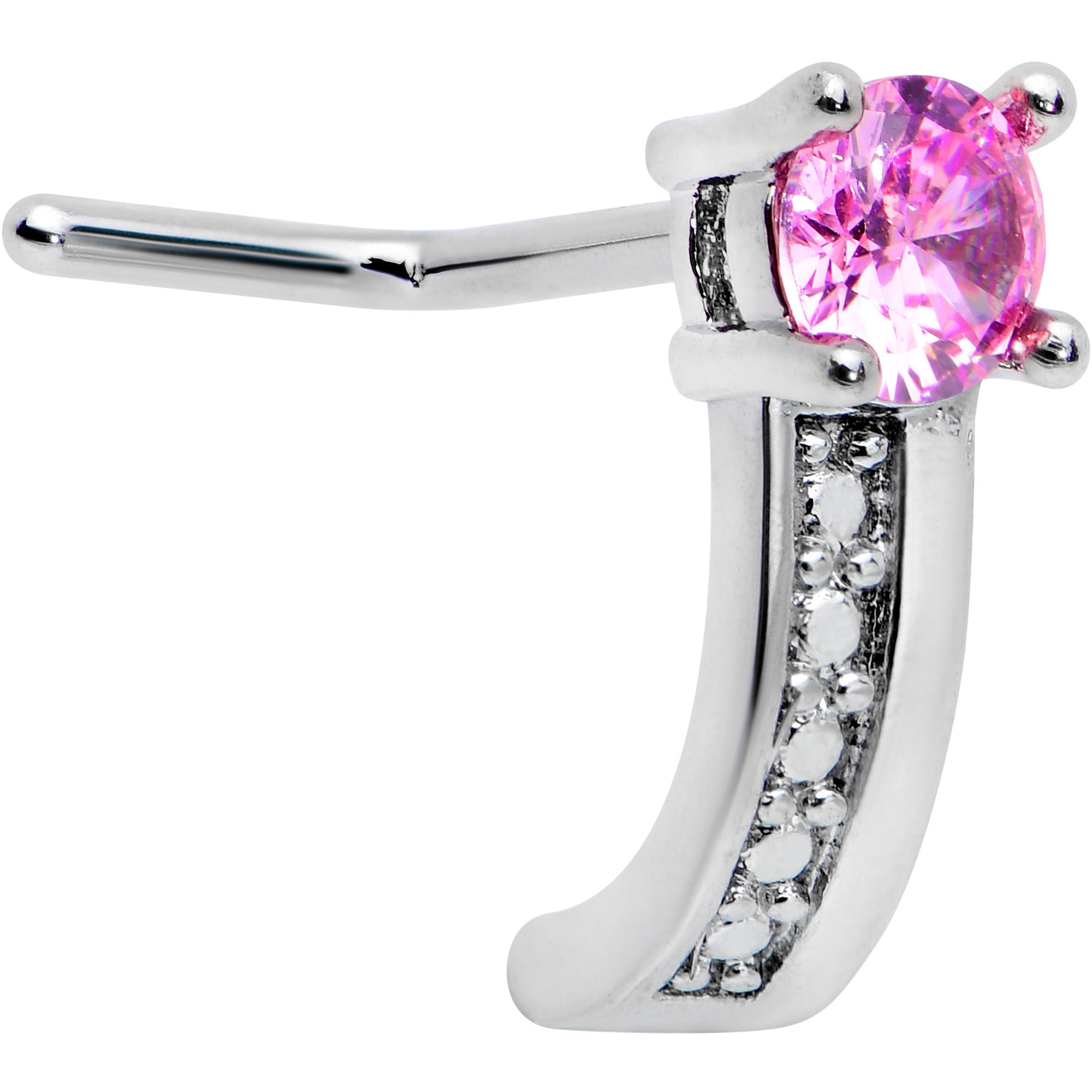 BodyCandy 20G 1/4 Pink Gem Texture Glam Faux Hoop L Shape Nose Ring — main product shot