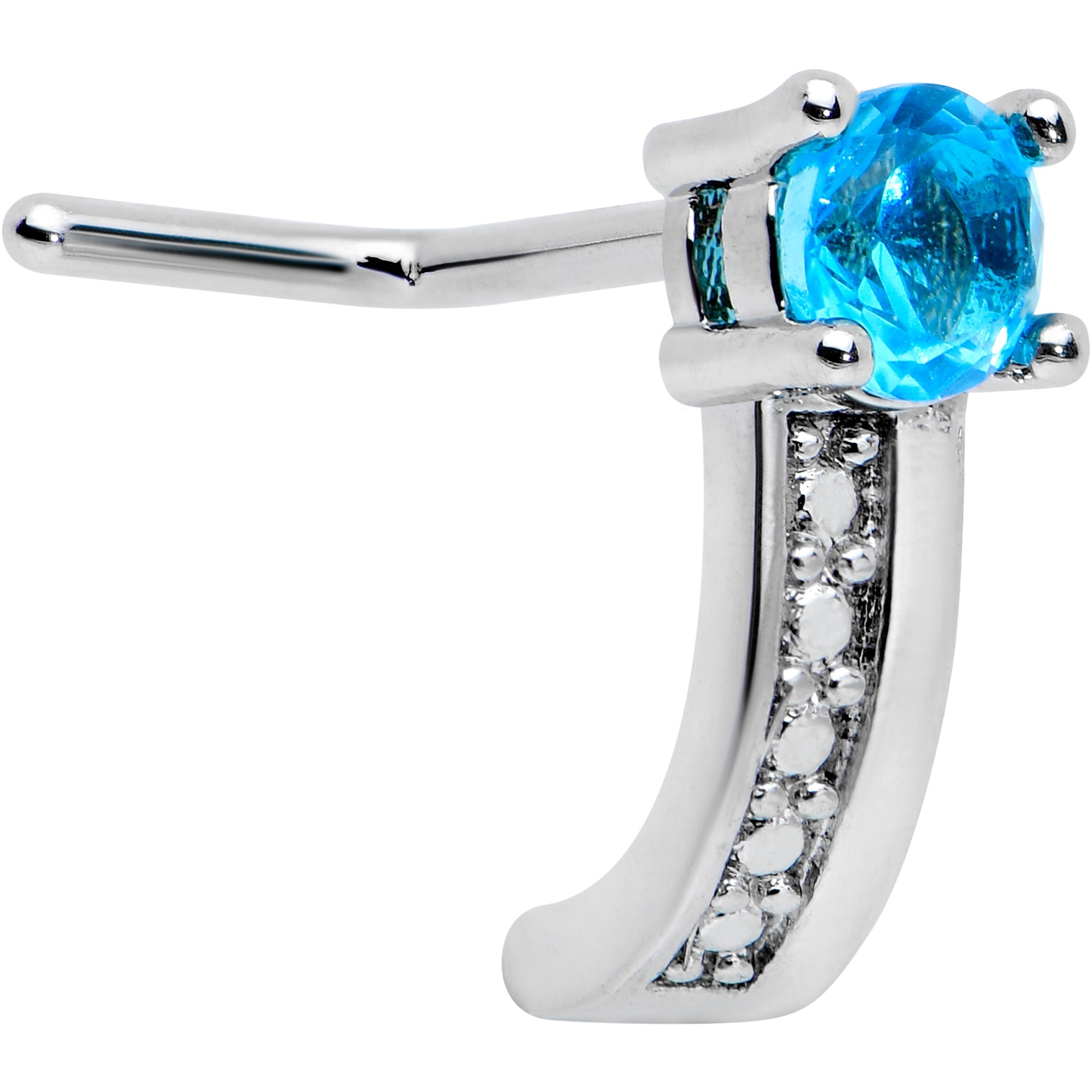 BodyCandy 20G 1/4 Blue Gem Texture Glam Faux Hoop L Shape Nose Ring — main product shot