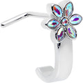 BodyCandy 20G 1/4 Aurora Gem Fancy Flower Faux Hoop L Shape Nose Ring — main product shot