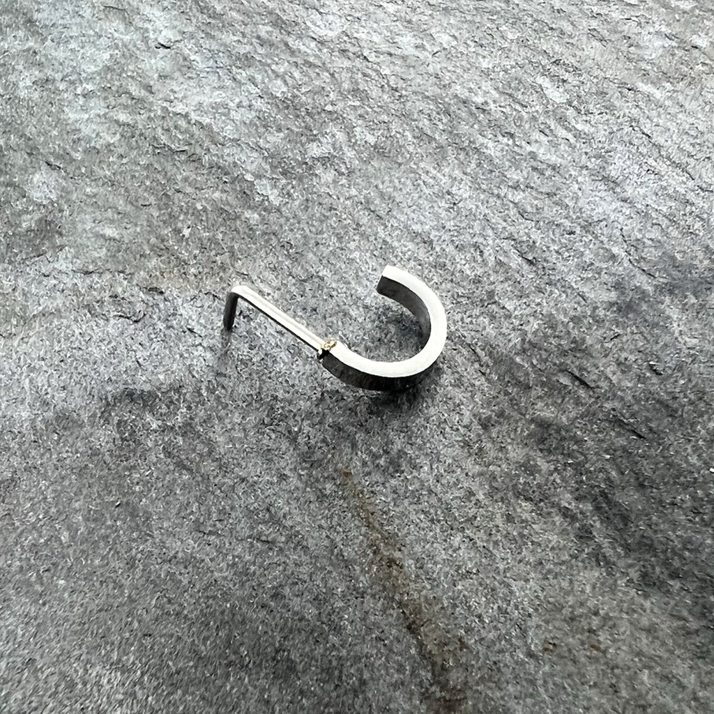BodyCandy 20G 1/4 Simply Smooth Faux Hoop L Shape Nose Ring — back view