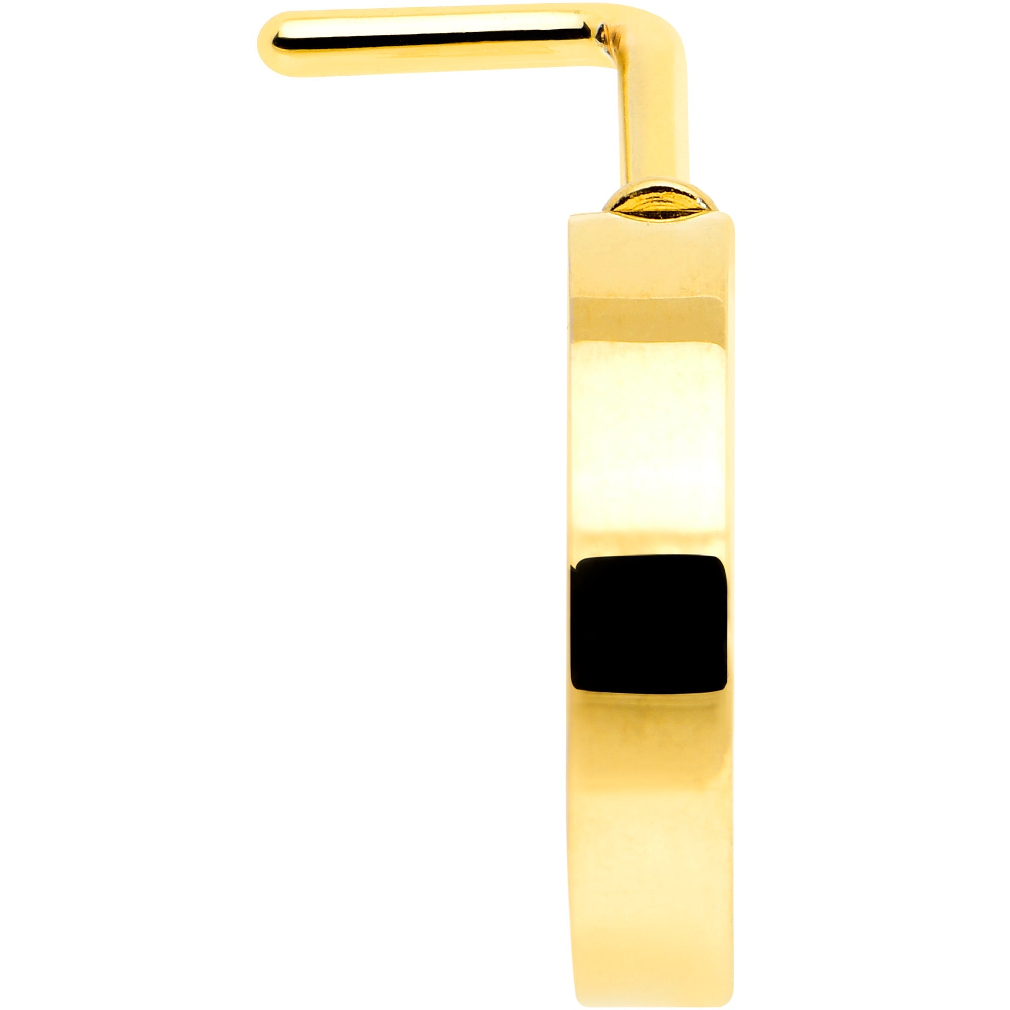 BodyCandy 20G 1/4 Gold Tone Simply Smooth Faux Hoop L Shape Nose Ring — detail close-up