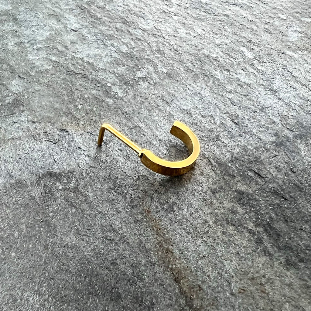 BodyCandy 20G 1/4 Gold Tone Simply Smooth Faux Hoop L Shape Nose Ring — back view