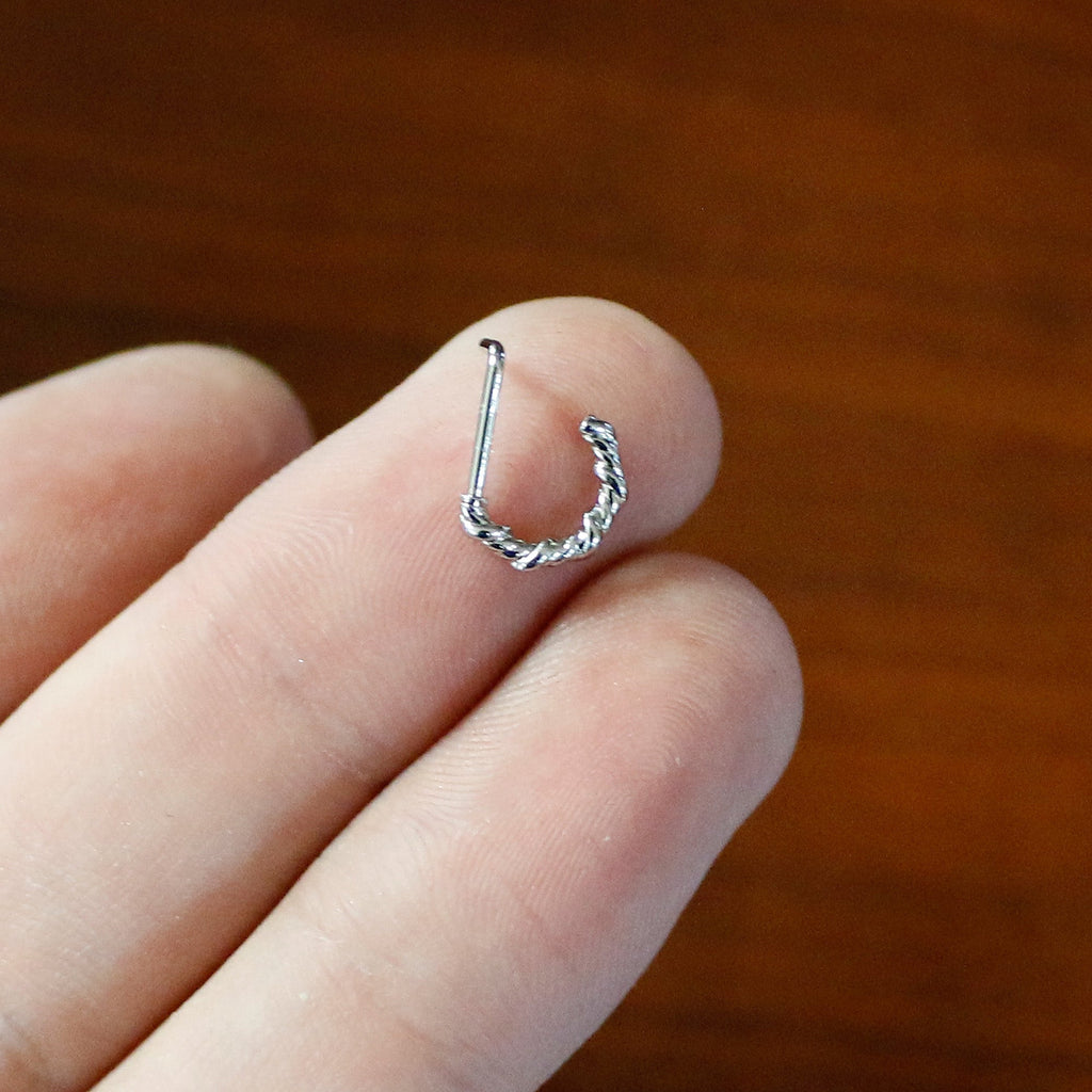 BodyCandy 20G 1/4 Wicked Wire Faux Hoop L Shape Nose Ring — alternative angle