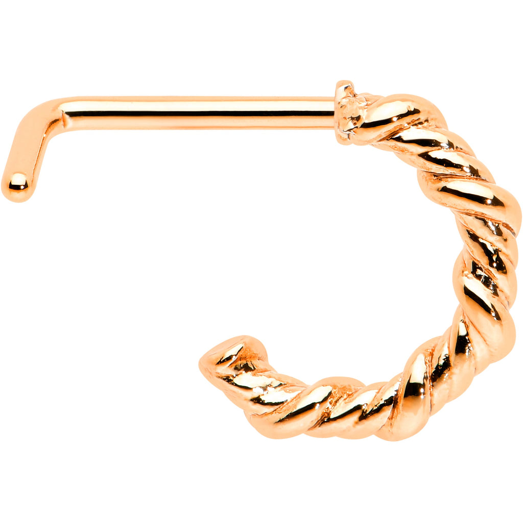 BodyCandy 20G 1/4 Rose Gold Tone Wicked Wire Faux Hoop L Shape Nose Ring — lifestyle context