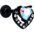BodyCandy 16G 5/16 Aurora Gem Black Rococo Hearts Labret Monroe Tragus — main product shot
