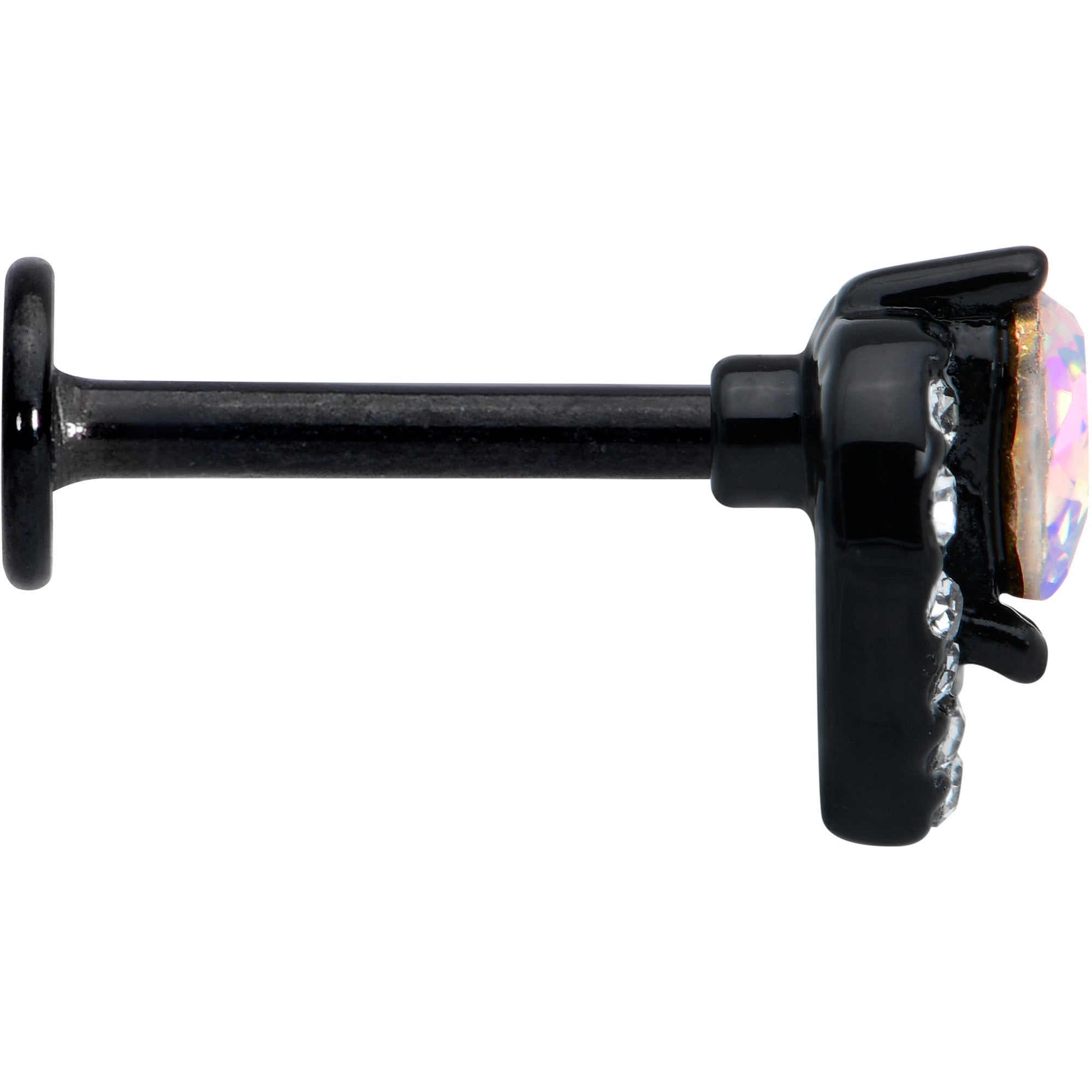 BodyCandy 16G 5/16 Aurora Gem Black Rococo Hearts Labret Monroe Tragus — lifestyle context