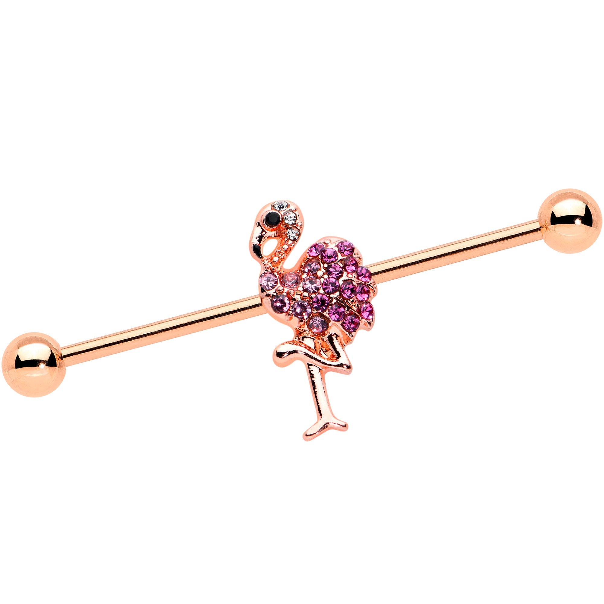 BodyCandy 14G Pink Gem Rosy Tone Fashion Flamingo Industrial Barbell 38mm — main product shot