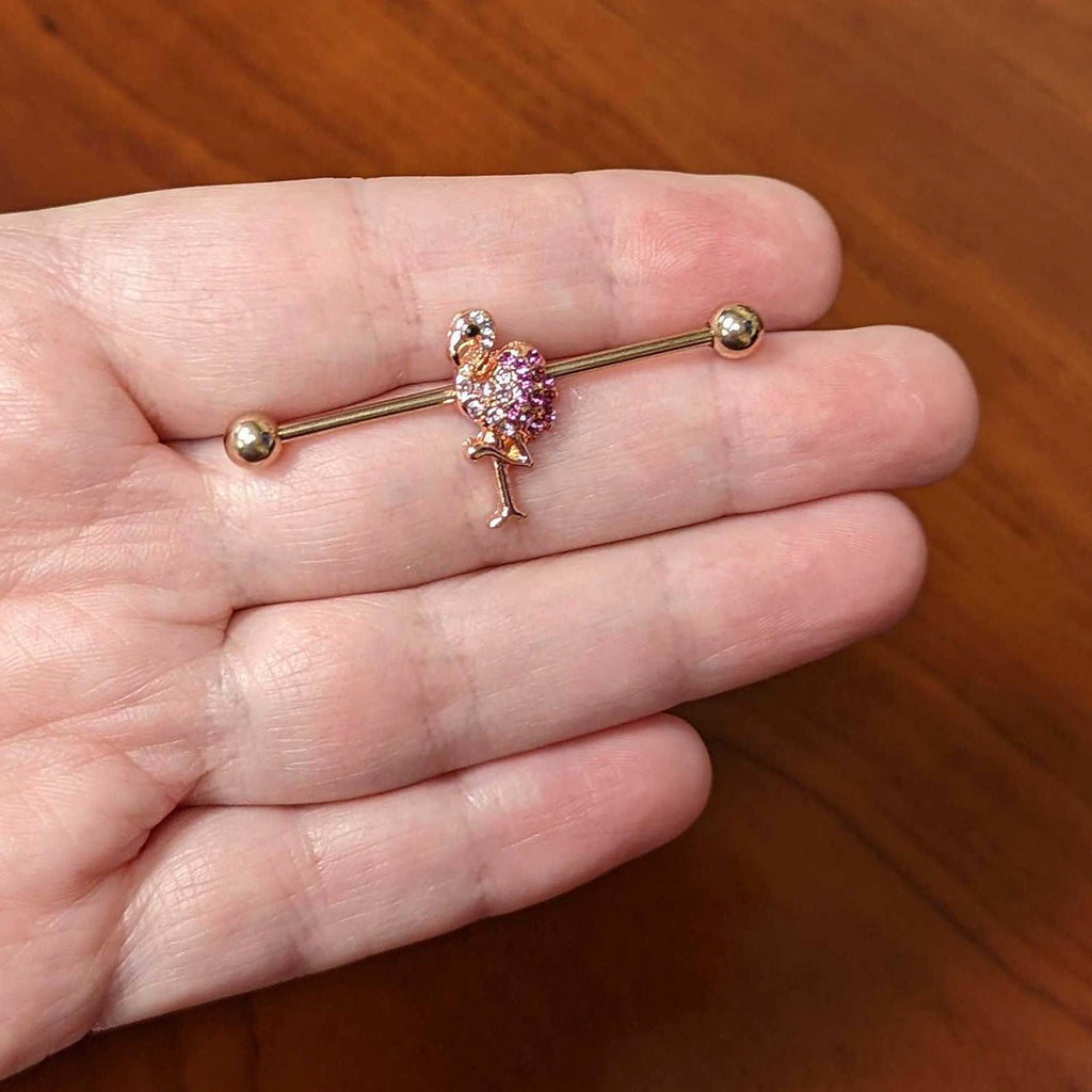 BodyCandy 14G Pink Gem Rosy Tone Fashion Flamingo Industrial Barbell 38mm — lifestyle context