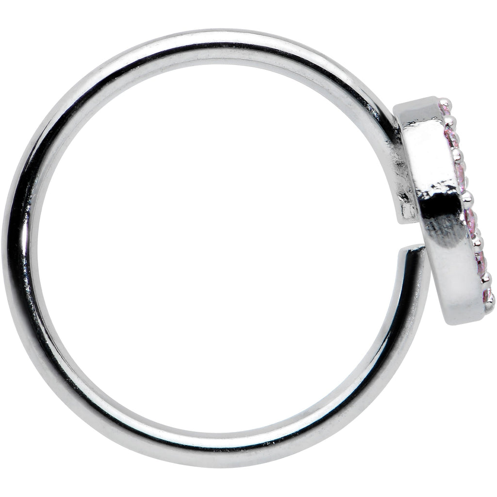 BodyCandy 20G 5/16 Faint Pink Gem Retro Peace Sign Seamless Nose Hoop — lifestyle context